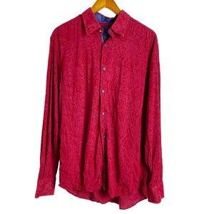 Via Uomo Men's Red Velour Dress Shirt